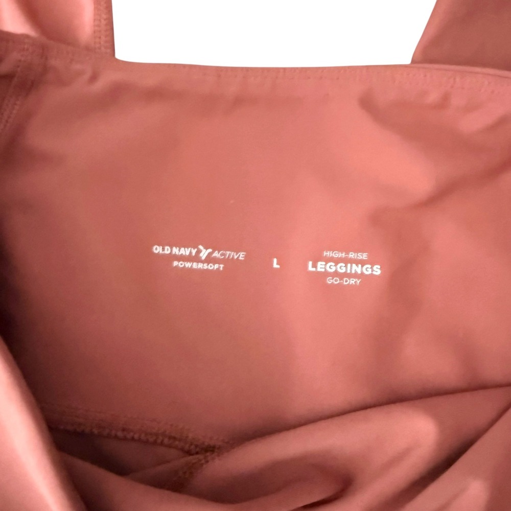 Old Navy Powersoft High-Rise Leggings Womens L Salmon Mesh‎ Pocket Go-Dry 7/8 - Picture 8 of 13